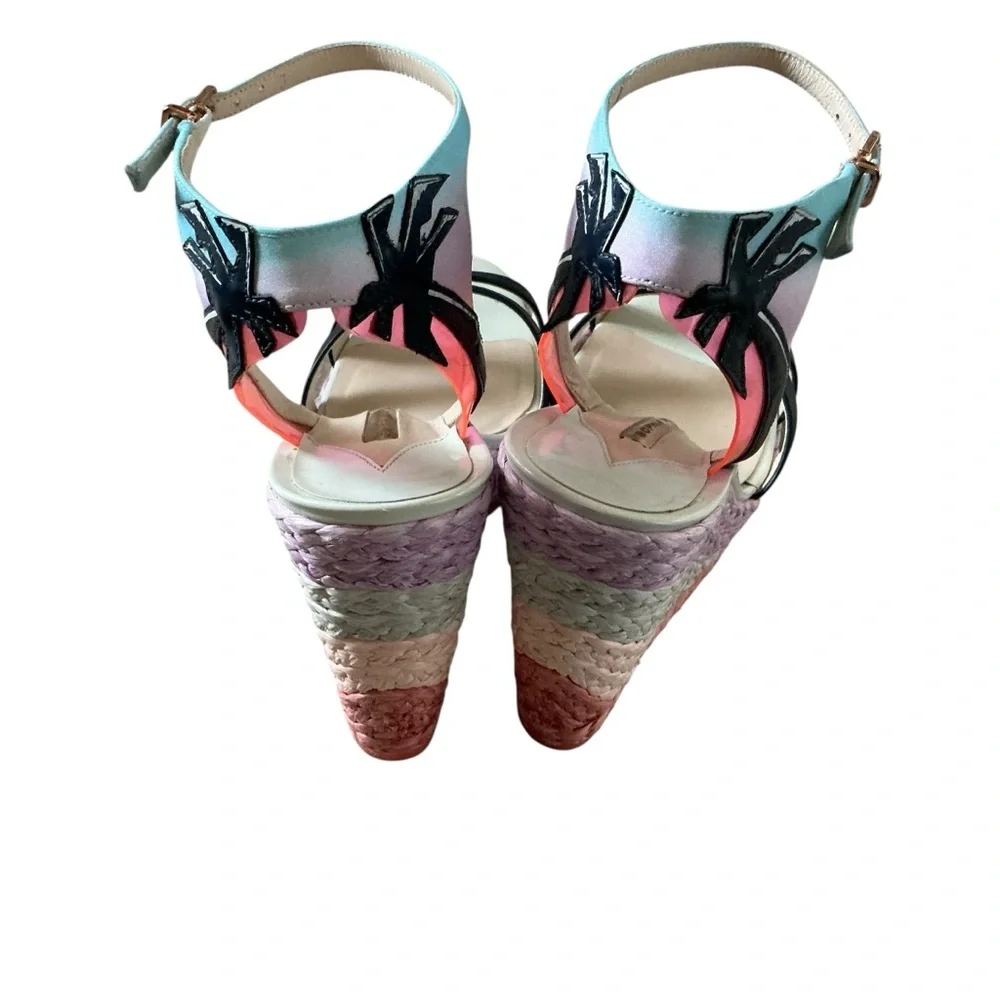 Sophia Webster Lucita MALIBU wedge sandals pastel multicolor size 40 espadrille